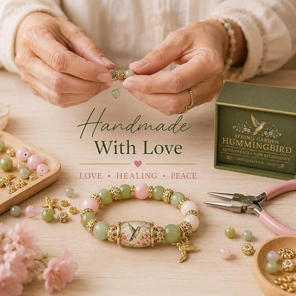 💕Love, Peace & Spring Blessings 2026 Limited Edition Bracelet with Gift Box for Women Inspirational Bee Bluebird Butterfly Bracelet Jewelry Charm Beads Wristband Elastic Stretch