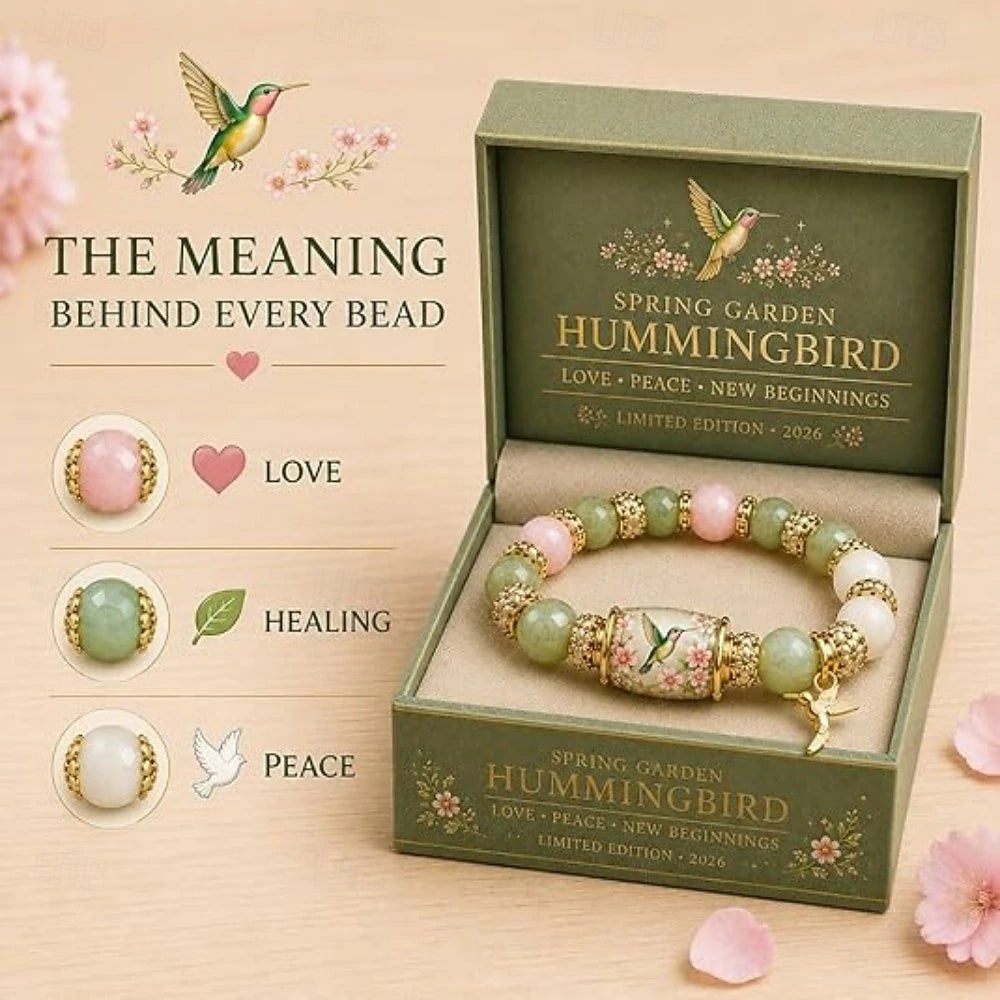 💕Love, Peace & Spring Blessings 2026 Limited Edition Bracelet with Gift Box for Women Inspirational Bee Bluebird Butterfly Bracelet Jewelry Charm Beads Wristband Elastic Stretch