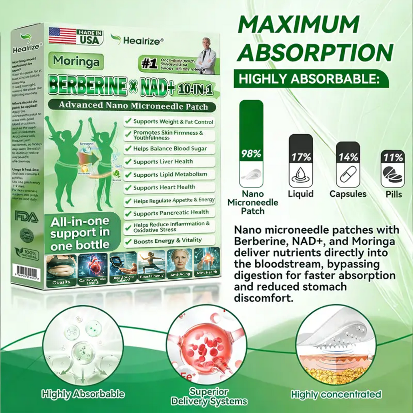 🇺🇸 𝐎𝐟𝐟𝐢𝐜𝐢𝐚𝐥 𝐔𝐒 𝐒𝐭𝐨𝐫𝐞 | 🧑‍⚕️🩺 𝐇𝐞𝐚𝐥𝐫𝐢𝐳𝐞® Moringa · Berberine × NAD+ 𝟏𝟎-𝐢𝐧-𝟏 𝐀𝐝𝐯𝐚𝐧𝐜𝐞𝐝 𝐍𝐚𝐧𝐨 𝐌𝐢𝐜𝐫𝐨𝐧𝐞𝐞𝐝𝐥𝐞 𝐏𝐚𝐭𝐜𝐡 🔥