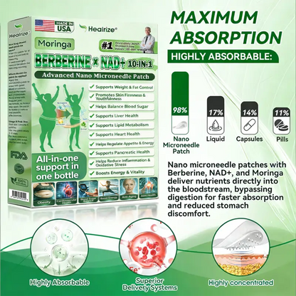 🇺🇸 𝐎𝐟𝐟𝐢𝐜𝐢𝐚𝐥 𝐔𝐒 𝐒𝐭𝐨𝐫𝐞 | 🧑‍⚕️🩺 𝐇𝐞𝐚𝐥𝐫𝐢𝐳𝐞® Moringa · Berberine × NAD+ 𝟏𝟎-𝐢𝐧-𝟏 𝐀𝐝𝐯𝐚𝐧𝐜𝐞𝐝 𝐍𝐚𝐧𝐨 𝐌𝐢𝐜𝐫𝐨𝐧𝐞𝐞𝐝𝐥𝐞 𝐏𝐚𝐭𝐜𝐡 🔥