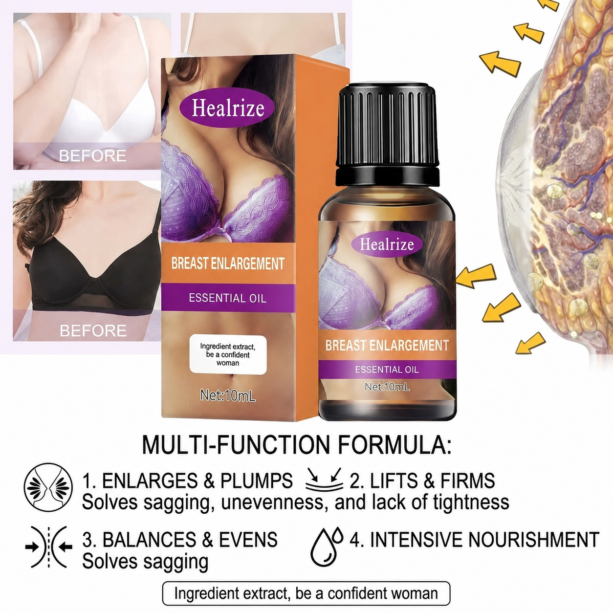 Healrize® Natural Breast Enhancement Serum - Creates a firm and full bust shape