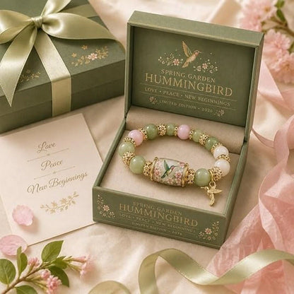💕Love, Peace & Spring Blessings 2026 Limited Edition Bracelet with Gift Box for Women Inspirational Bee Bluebird Butterfly Bracelet Jewelry Charm Beads Wristband Elastic Stretch