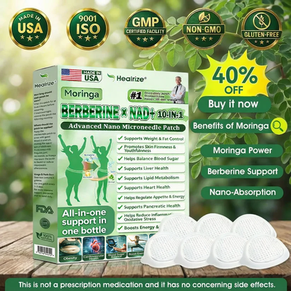 🇺🇸 𝐎𝐟𝐟𝐢𝐜𝐢𝐚𝐥 𝐔𝐒 𝐒𝐭𝐨𝐫𝐞 | 🧑‍⚕️🩺 𝐇𝐞𝐚𝐥𝐫𝐢𝐳𝐞® Moringa · Berberine × NAD+ 𝟏𝟎-𝐢𝐧-𝟏 𝐀𝐝𝐯𝐚𝐧𝐜𝐞𝐝 𝐍𝐚𝐧𝐨 𝐌𝐢𝐜𝐫𝐨𝐧𝐞𝐞𝐝𝐥𝐞 𝐏𝐚𝐭𝐜𝐡 🔥